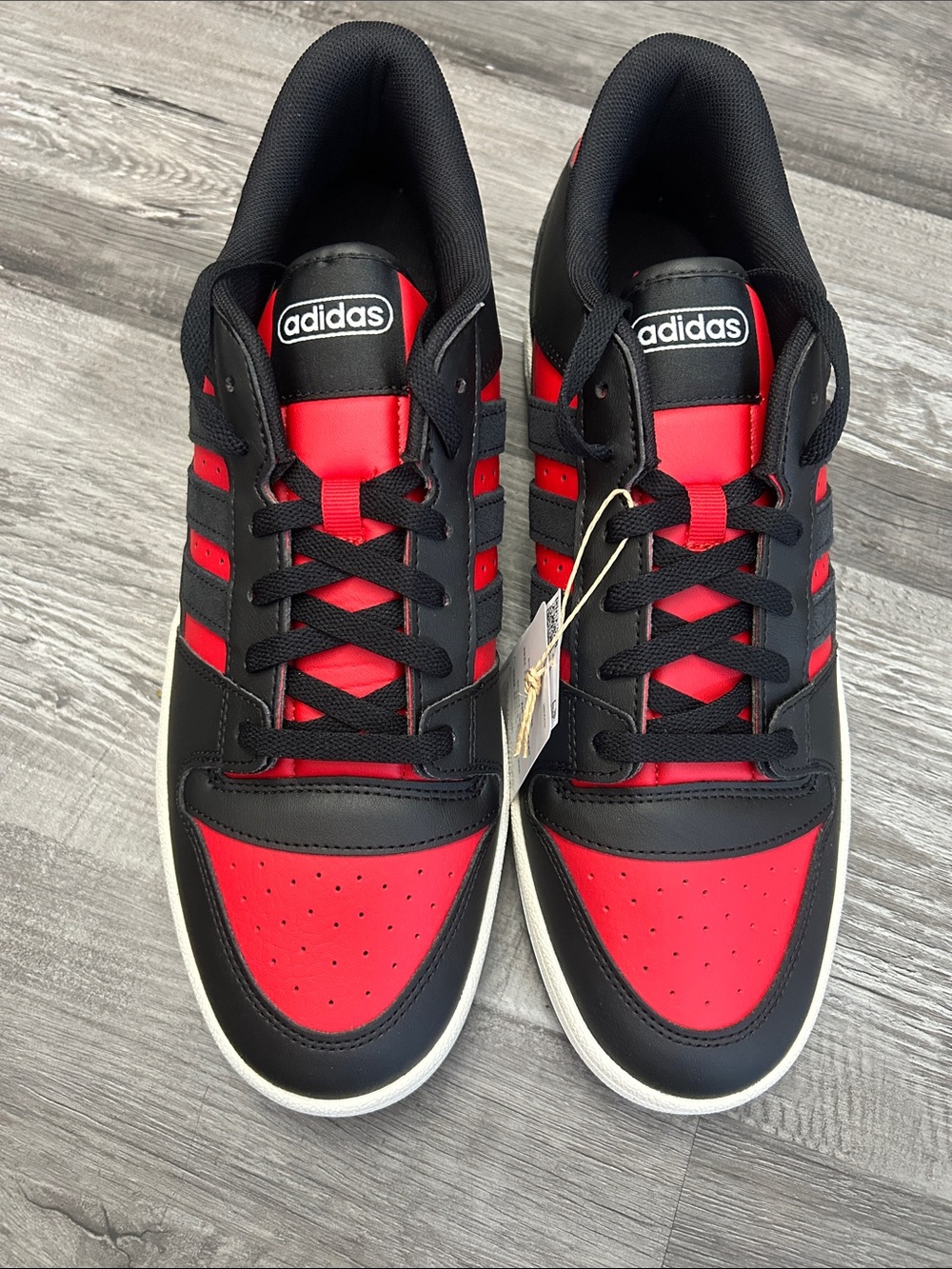 adidas Men’s Black & Red Low-Top Sneakers — Classic Court Style
